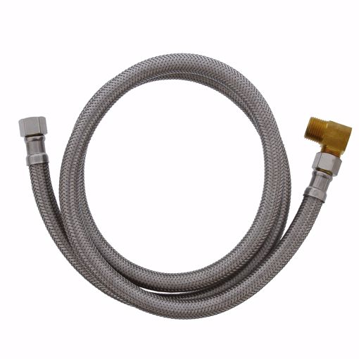 Picture of 3/8" Compression x 3/8" Compression x 48" Braided Stainless Steel Dishwasher Connector with 3/8" MIP 90° Elbow