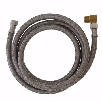 Picture of 3/8" Compression x 3/8" Compression x 72" Braided Stainless Steel Dishwasher Connector with 3/8" MIP 90° Elbow