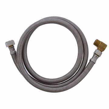 Picture of 1/2" Compression x 3/8" Compression x 48" Braided Stainless Steel Dishwasher Connector with 3/8" MIP 90° Elbow