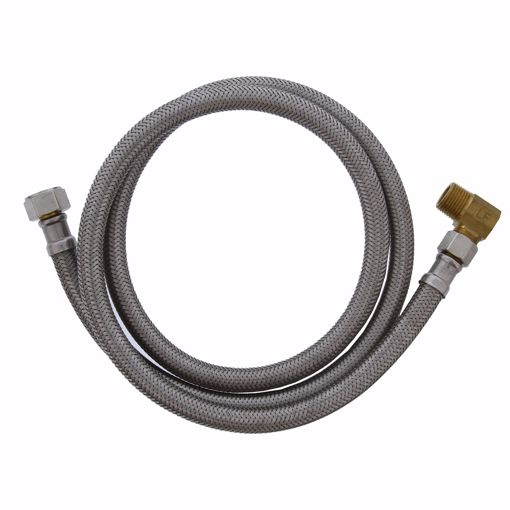 Picture of 1/2" Compression x 3/8" Compression x 48" Braided Stainless Steel Dishwasher Connector with 3/8" MIP 90° Elbow