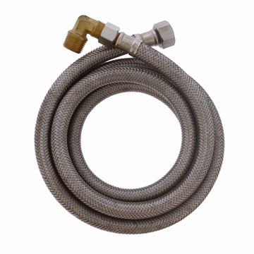 Picture of 1/2" Compression x 3/8" Compression x 60" Braided Stainless Steel Dishwasher Connector with 3/8" MIP 90° Elbow