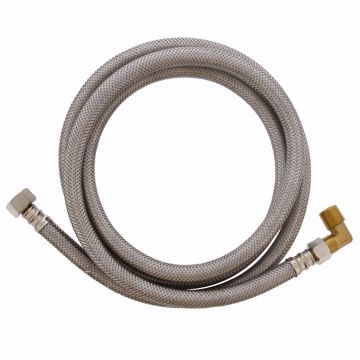 Picture of 1/2" Compression x 3/8" Compression x 72" Braided Stainless Steel Dishwasher Connector with 3/8" MIP 90° Elbow