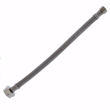 Picture of 3/8" Compression x 7/8" BC x 12" Braided Stainless Steel Toilet Connector with Brass Nut