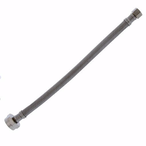 Picture of 3/8" Compression x 7/8" BC x 12" Braided Stainless Steel Toilet Connector with Brass Nut