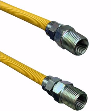 Picture of 3/8" OD (1/4" ID) X 18" Long, 1/2" Male Pipe Thread X 1/2" Male Pipe Thread, Yellow Coated Corrugated Stainless Steel Gas Connector