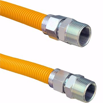 Picture of 1" OD (3/4" ID) X 12" Long, 3/4" Male Pipe Thread X 3/4" Male Pipe Thread, Yellow Coated Corrugated Stainless Steel Gas Connector
