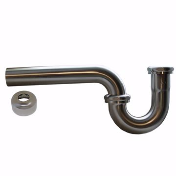 Picture of Chrome Plated 1-1/4" OD Brass Tubular P-Trap with Box Escutcheon