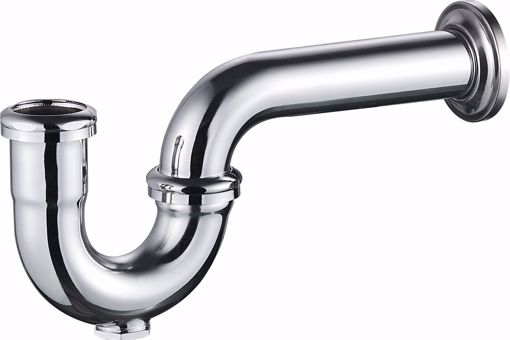 Picture of 1-1/4" Chrome Plated Brass P-Trap with Shallow Escutcheon with Cleanout 17 Gauge